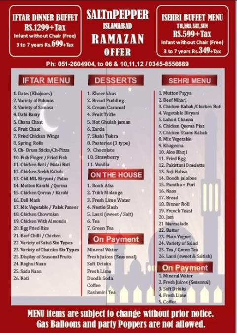 salt and pepper menu