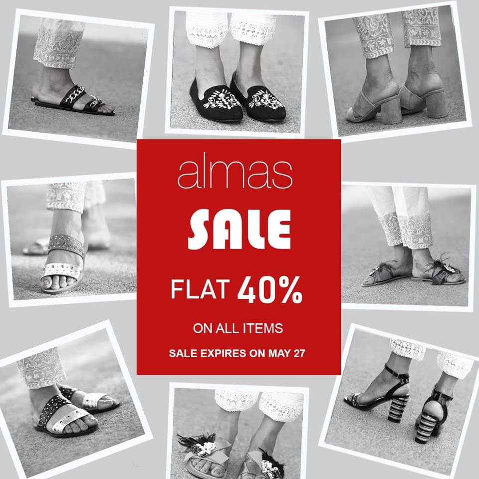 Step into unlimited style with Almas Women Footwear's. End of Season Sale.  Flat 40% OFF. #almas #almaspakistan #midyearsale #sale…