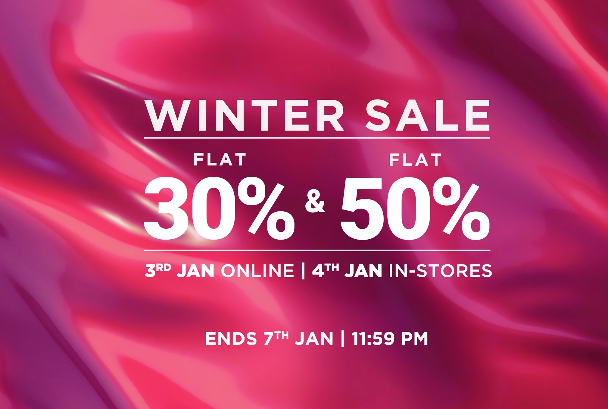 Sapphire Winter Sale! Unstitched on FLAT 30% and Stitched on FLAT 50% OFF,  from 3rd Jan 2024