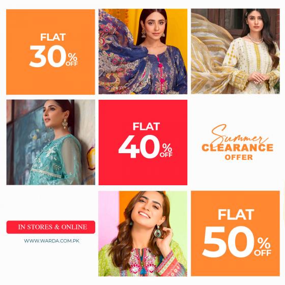 Warda Summer Clearance Sale 2021 - Flat 30 % 40% & 50% OFF, Limited ...