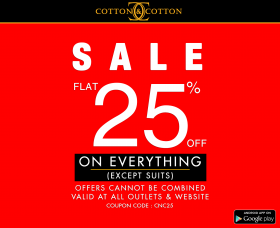 Cotton Cotton Sale Flat 25 Off Everything Except Suits