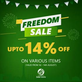 Jalal Sons FREEDOM SALE! 14% on various items from 1st to 14th August ...