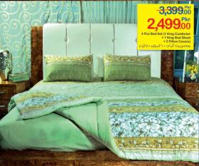 4 Pcs Bed Set 1 King Comforter 1 King Bed Sheet 2 Pillow Covers